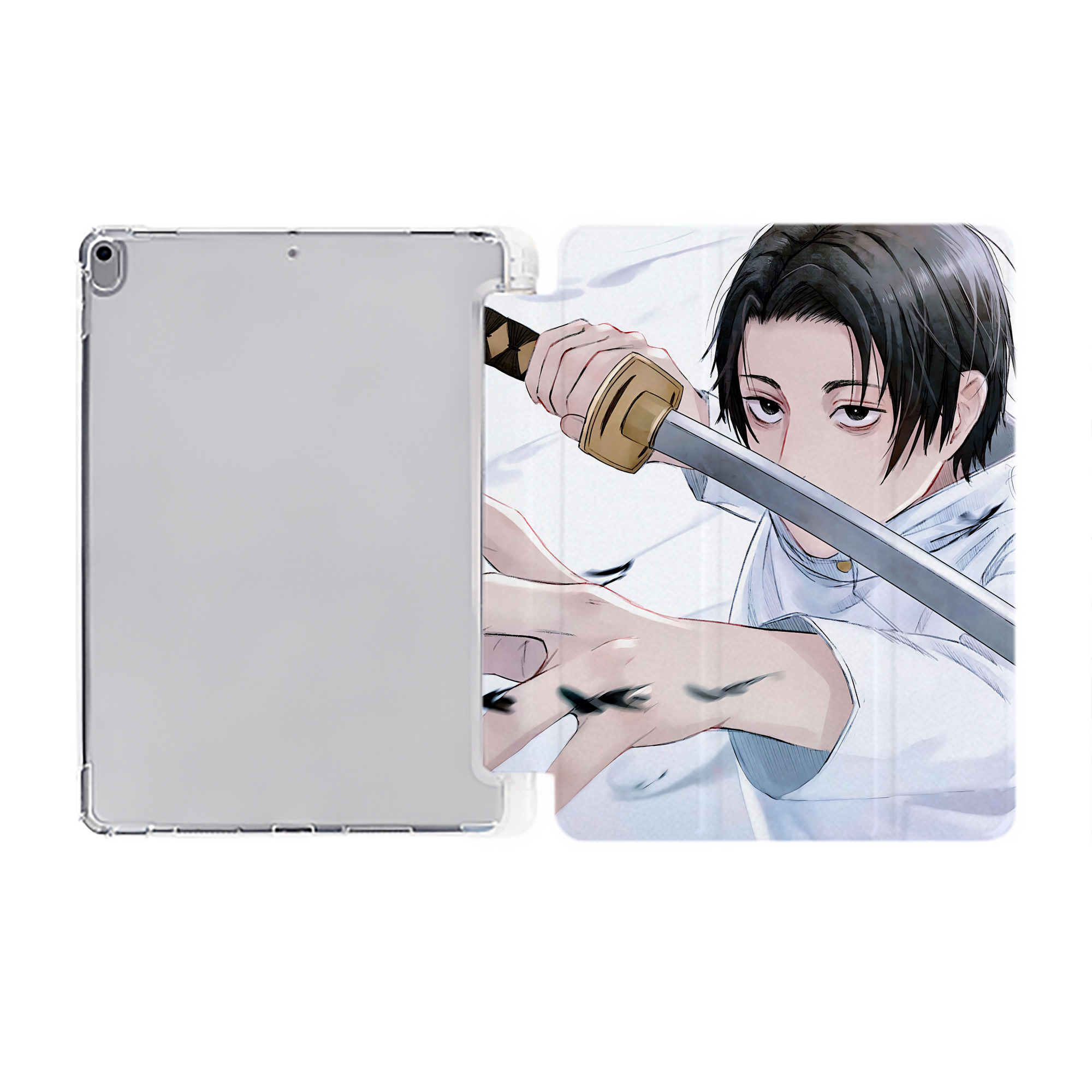 （画像用） 呪術廻戦 Jujutsu Kaisen IPad ケース ペン収納付き 三つ折りスタンド PUレザー×シリコン 対応機種9.5/10.5/10.9インチ